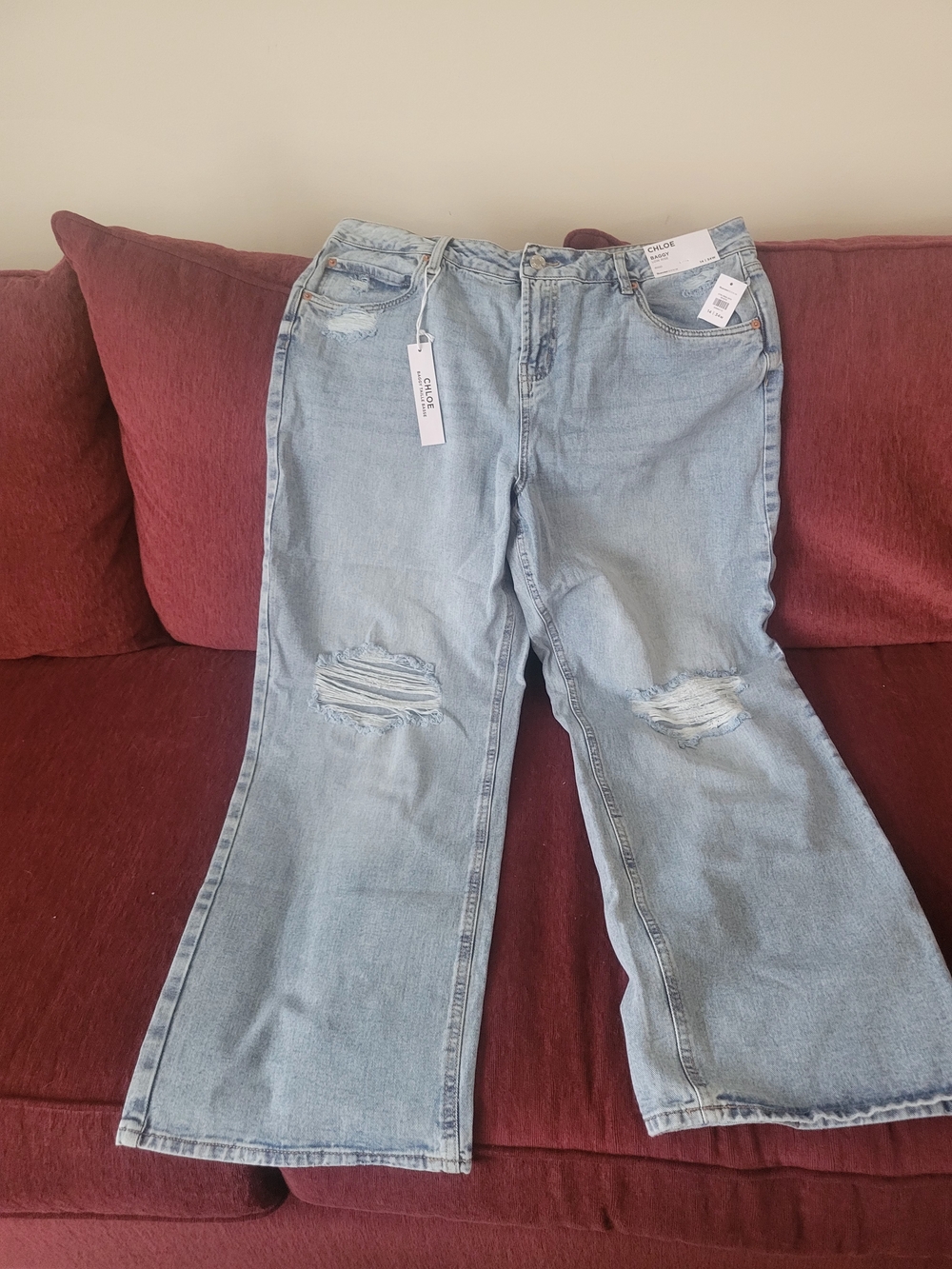 Chloe Light Wash Distressed Wide-Leg Jeans for Women
